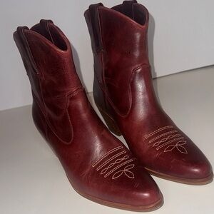 Burgundy Leather Western Boots by Naked Boot & Shoe Company Sz 7